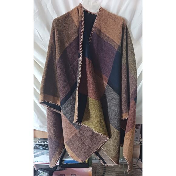 Apt 9 Women's Blanket Poncho Brown Multi One Size - Picture 1 of 1